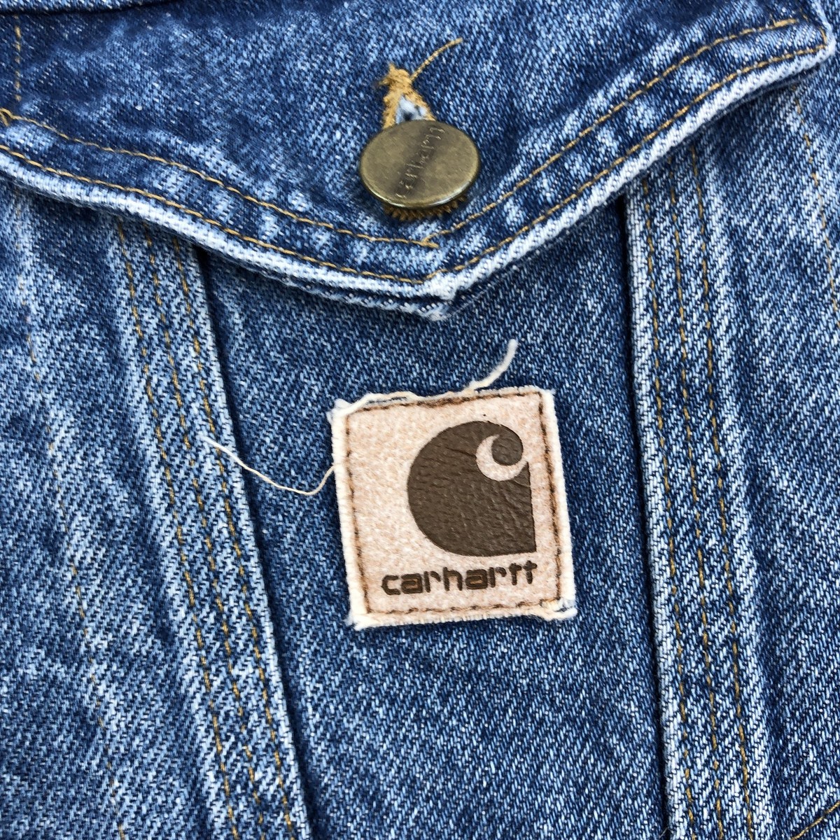 Vtg Carhartt Men XL Regular Blue Denim Jean Jacket J12 DST Made