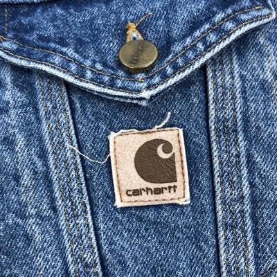 Vtg Carhartt Men XL Regular Blue Denim Jean Jacket J12 DST Made