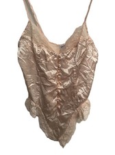 Vtg Val Mode Lingerie Teddy Satin Shiny Polyester Lace Button Front Snap Crotch