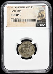 NETHERLANDS, Holland. Silver 2 Stuivers, 1775, NGC Certified