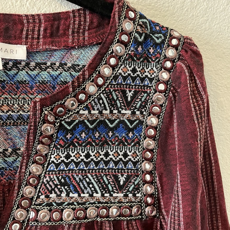 Top campesino Lulumari para mujer pequeño bordado con joyas boho hippie festival de hadas Foto 3 de 4