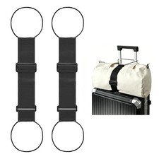 2 Pack Multi Use Strong Adjustable Luggage Connector Straps for Suitcases Black