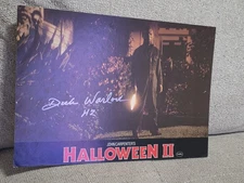 HALLOWEEN 1981 ORIGINAL 9x12 GERMAN LOBBY CARD SIGNED BY DICK WARLOCK