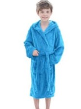 Kids Robe Solid Color Light Blue S 7-10Years