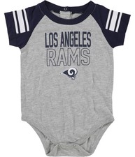 NFL Boys LA Rams Bodysuit Jumpsuit Pajama, gray, Infant, 24 mos