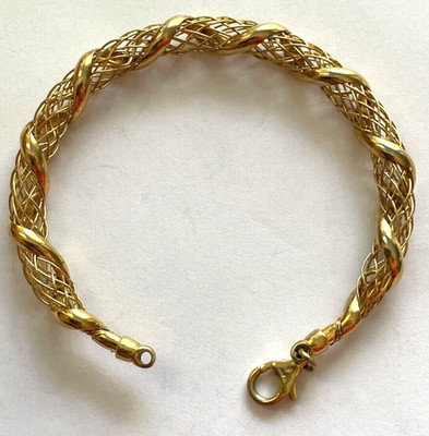 Sterling Silber 925 gedrehter Armreif Armband Y. Gold über 10,2 gr Karabinerverschluss 