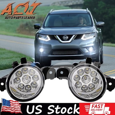 Pair White Bumper LED Fogs Driving Lamps For Nissan Rogue 2008-2016
