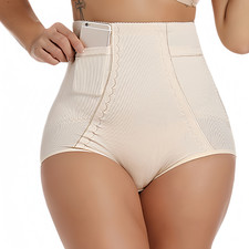 Damen Miederhose Hohe Taille mit Taschen, Bauchweg Shapewear, rutschfest Beige