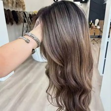 Ombre Chestnut Brown Full Lace Front Wigs Wave 100 Human Hair Wigs Dark Roots