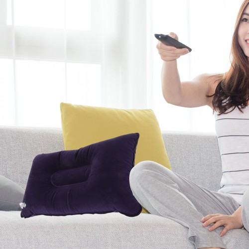 Cojín de almohada inflable para exteriores para almohadas de viaje playa flocado - Imagen 4 de 12