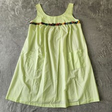 Shadowline Slip Dress Size M A Line Alt Yellow Knee Length Pockets Floral Accent