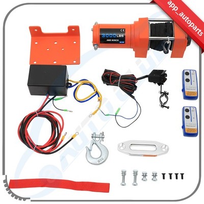 3000LBS Electric Winch Waterproof Truck Trailer 12m Synthetic Rope Off-Road 4WD