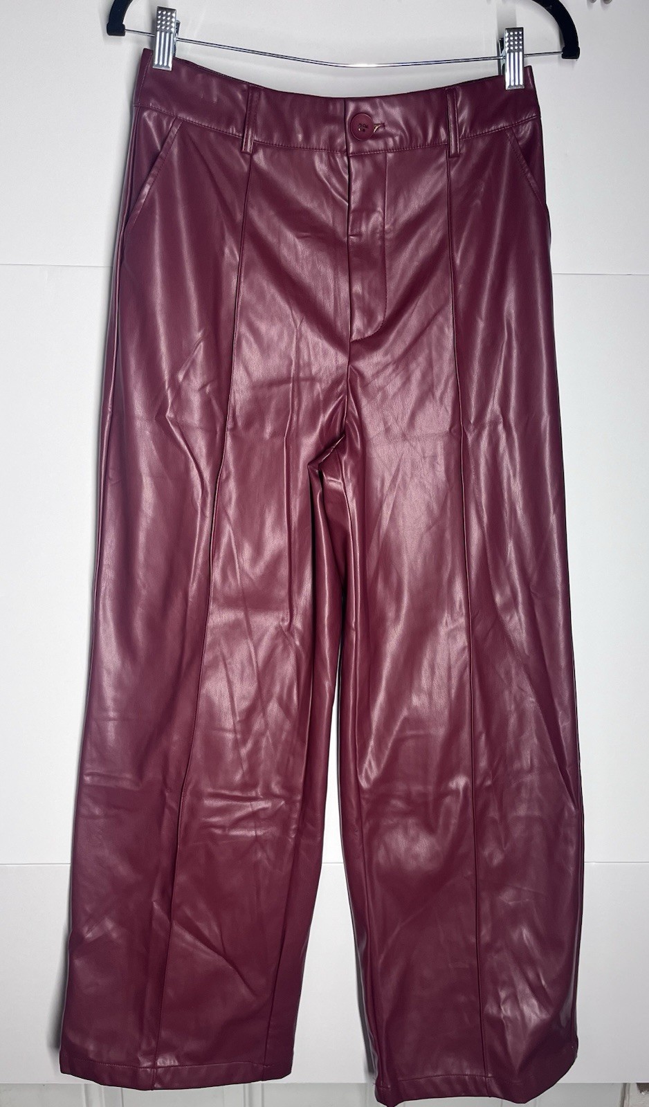 Cider Women's Faux Leather Pants Size M Rich Wine Red