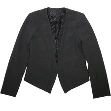 Trina Turk Blazer Open Front Cropped Professional Gray Quiet Luxury Women 8 USA