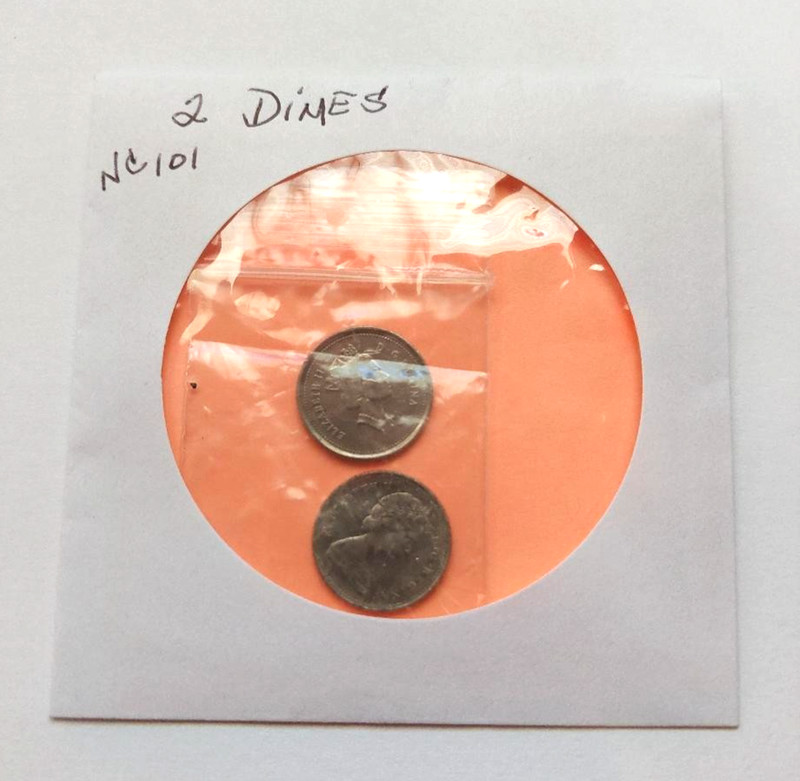 2 VINTAGE and RARE - D.C. REGINA AND Elizabeth II Dimes – Circulated NC101