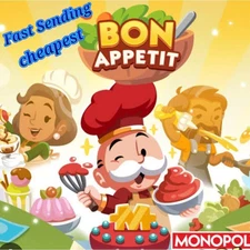 Monopoly_Go_Stickers 1🌟 - 5🌟(All Stickers Available) BON APPETIT CHEAPEST