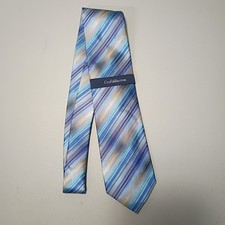 NWT Croft and Barrow Necktie Mens Solar Striped 100 Silk Tie Hand Made Blue