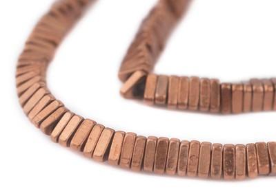 Faceted Copper Triangle Heishi Beads 6mm Unusual Large Hole 16 Inch Strand