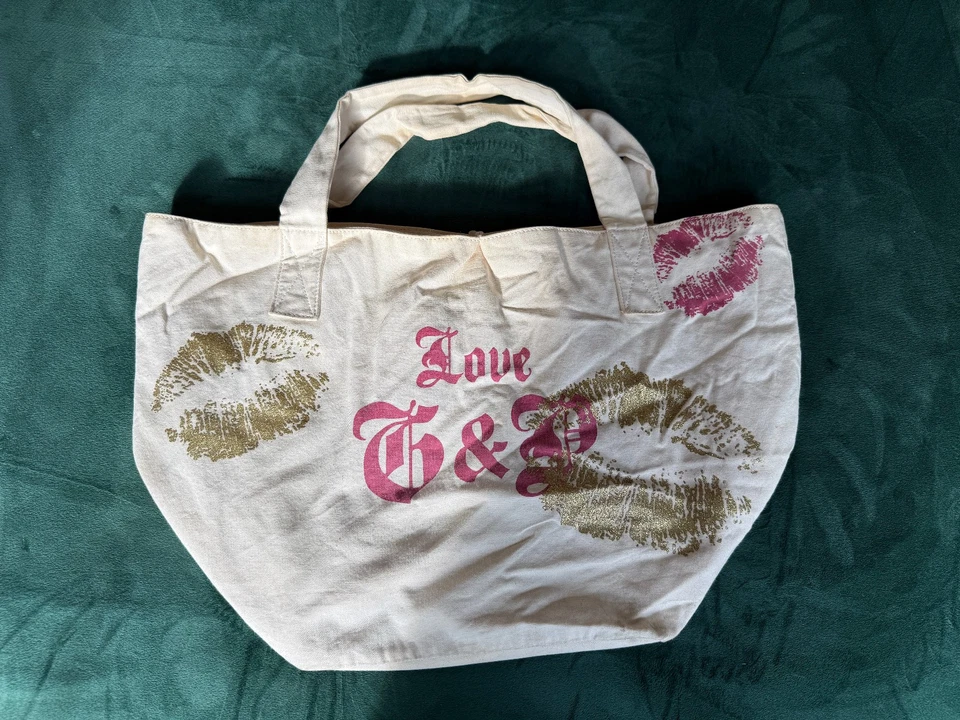 Bolso de Mano Juicy Couture Lona Oro Rosa Beige Be Mine Y2K Vintage Foto 2 de 4