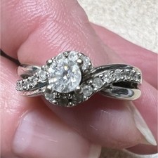 10k White Gold Diamond Engagement Ring Solitaire  with  Accents Zales