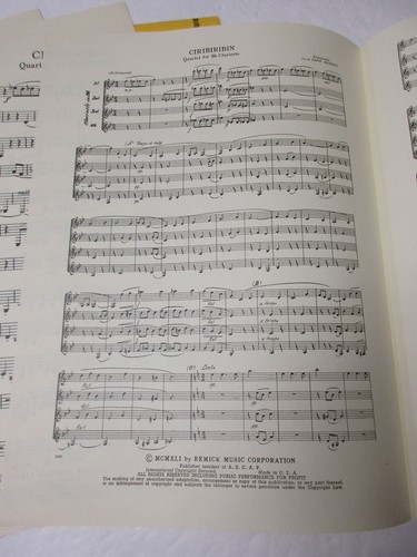 Pestalozza Ciribiribin Clarinet Quartet Sheet Music Arranged by David Bennett - Picture 3 of 4