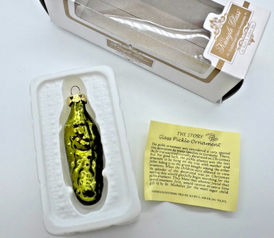 NEW Kurt Adler Glass Christmas Pickle Ornament 3  Cucumber German Tradition NEW