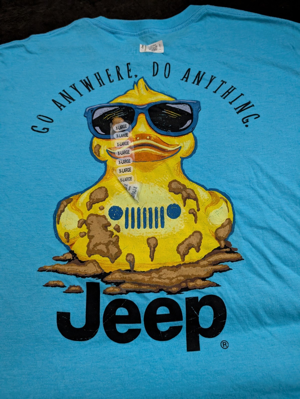 NEW Jeep Duck Go Anywhere Do Anything Front and Back Print T-Shirt Blue XL