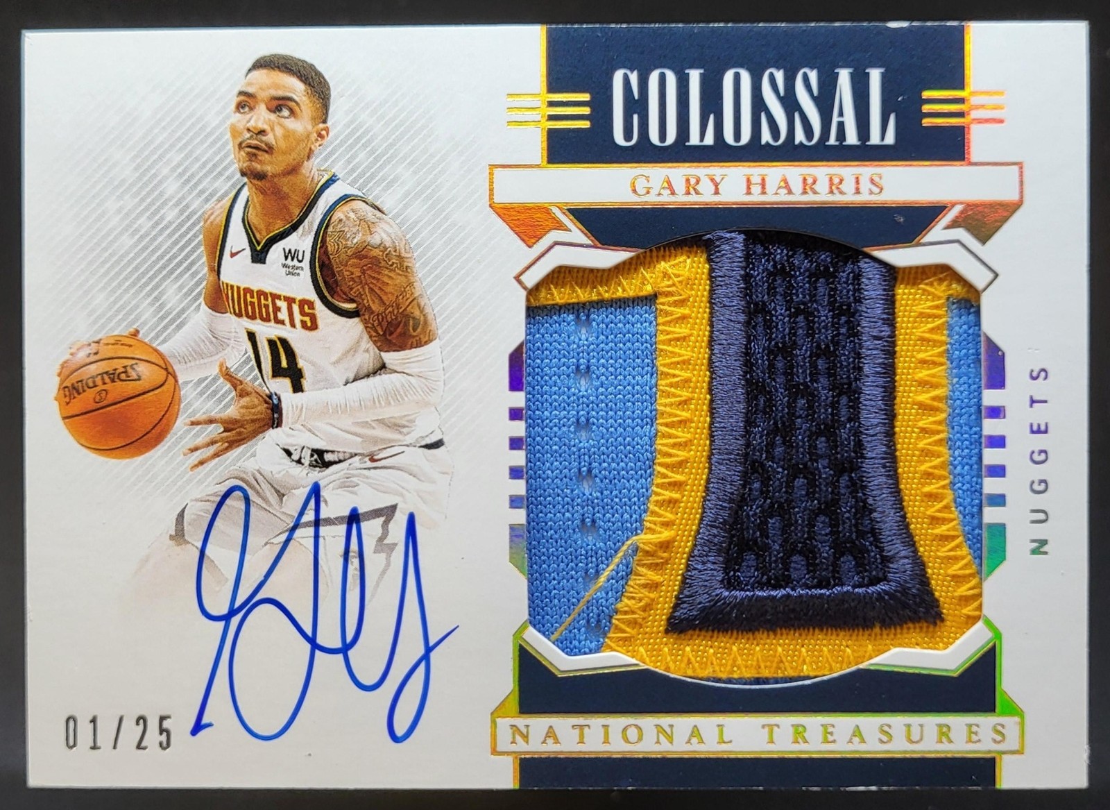 2019-20 Panini National Treasures Gary Harris Colossal Patch Auto /25 Nuggets SO