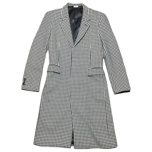 Alexander McQueen soprabito monopetto nero bianco pied de poule lana taglia 52