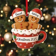 Personalized Gingerbread Couple Mug Christmas Ornament 2025