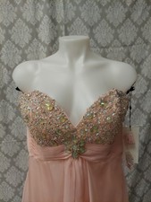 Alyce Lt Coral/rosewater Size9/10 Gem Sequin Bust.close pleat Design Prom Dress