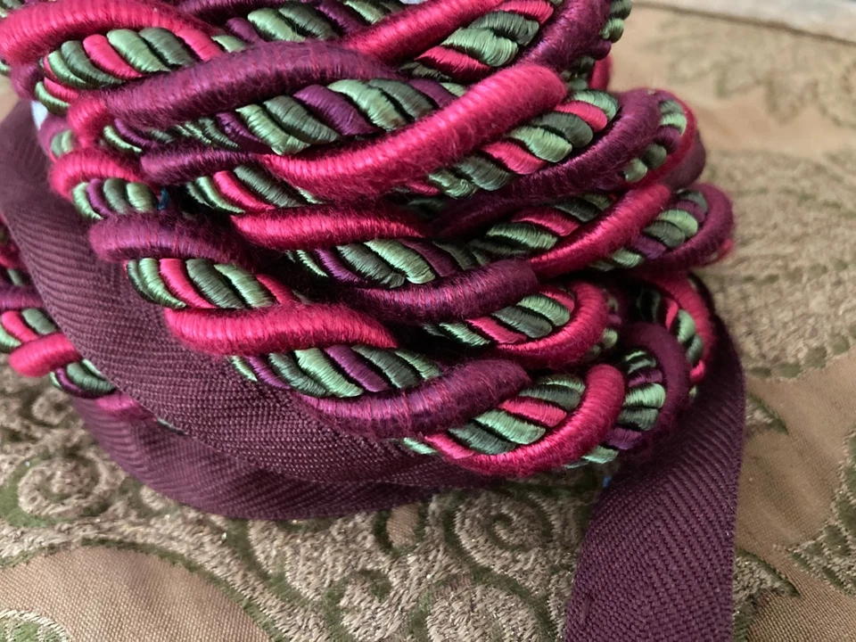 Cordón de tubería decorativo borgoña vintage sin usar - 108"" de largo - 1/2" cable Foto 4 de 4