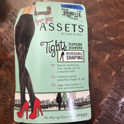 SPANX LOVE YOUR ASSETS FLIPSIDE DIAMOND REVERSIBLE SHAPING TIGHTS Size 4 Black