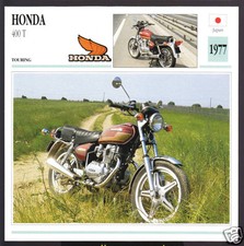 1977 Honda 400 T (395cc) Japan Bike Motorcycle Photo Spec Sheet Info Card