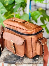 All camera Lens 11" Vintage messenger Top Magic leather satchel shoulder