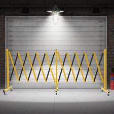 16 FT Industrial Expandable Metal Barricade Safety Barrier Gate with Casters