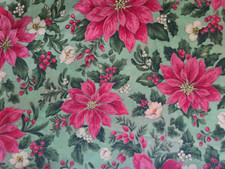 VIP by Cranston Print Christmas Poinsettias Cotton Fabric 2 yards