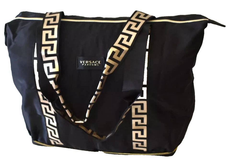Versace Parfums Black and Gold Folding Tote Bag / Shopper / Beach - Image 3 of 4
