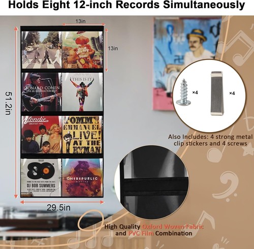 Vinyl Record Display Wall Mount Album Storage for 12 Inch Vinyl Records Recor... - Picture 4 of 6