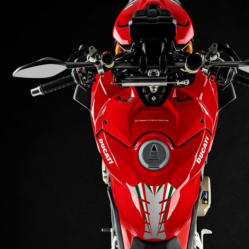 Paraserbatoio Tank Pad 3D per Moto Ducati Streetfighter Argento Tricolore Italia - Foto 4 di 5