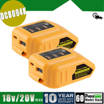 2x für Dewalt DCB094K Kabellos 18V /20VOLT USB-Anschluss/Typ-C-Schnell ladegerät