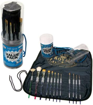 Künstler Kunst Pinsel 12er Set verschiedene Soft Grip, Öl, Acryl, Aquarell