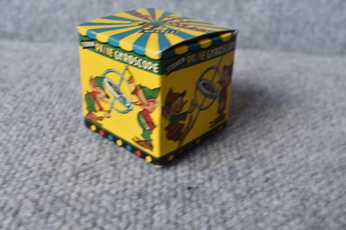 Vintage 1955 Steven Pixie Gyroscope Spinning Top Toy Blue Metal W/Box Instructio - Picture 6 of 13