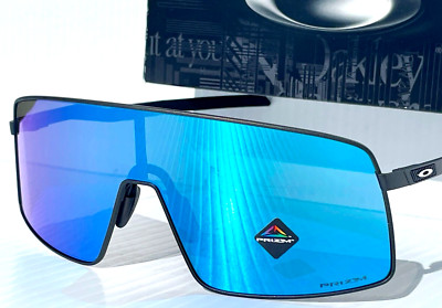 NEW Oakley SUTRO TI  Satin Lead Silver PRIZM Sapphire Blue lens Sunglass 6013-04