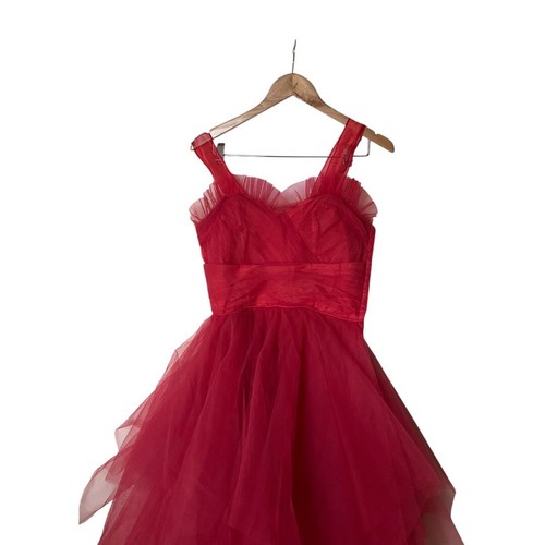 Vintage Coquette 1950's Red Tulle Prom Dress Goth Whimsigoth Fairy S 1757 - 第 3/10 張圖片