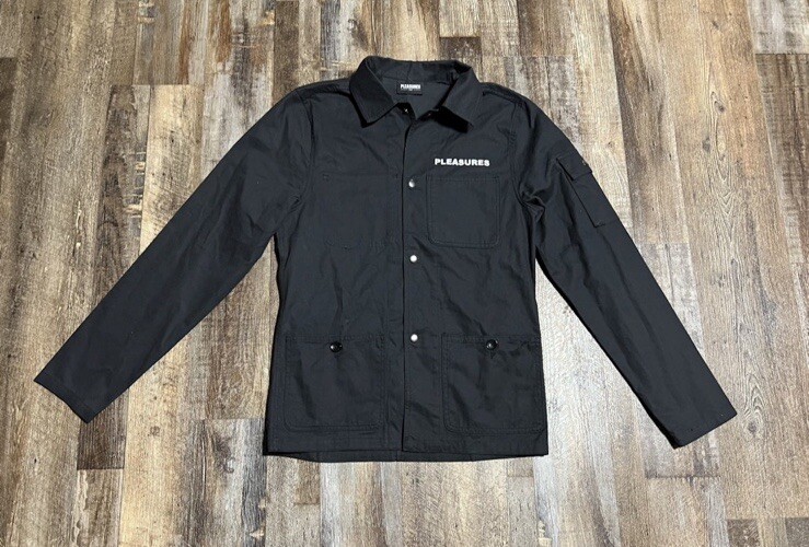 Pleasures Skeleton Bones Work Jacket Black Button… - image 3