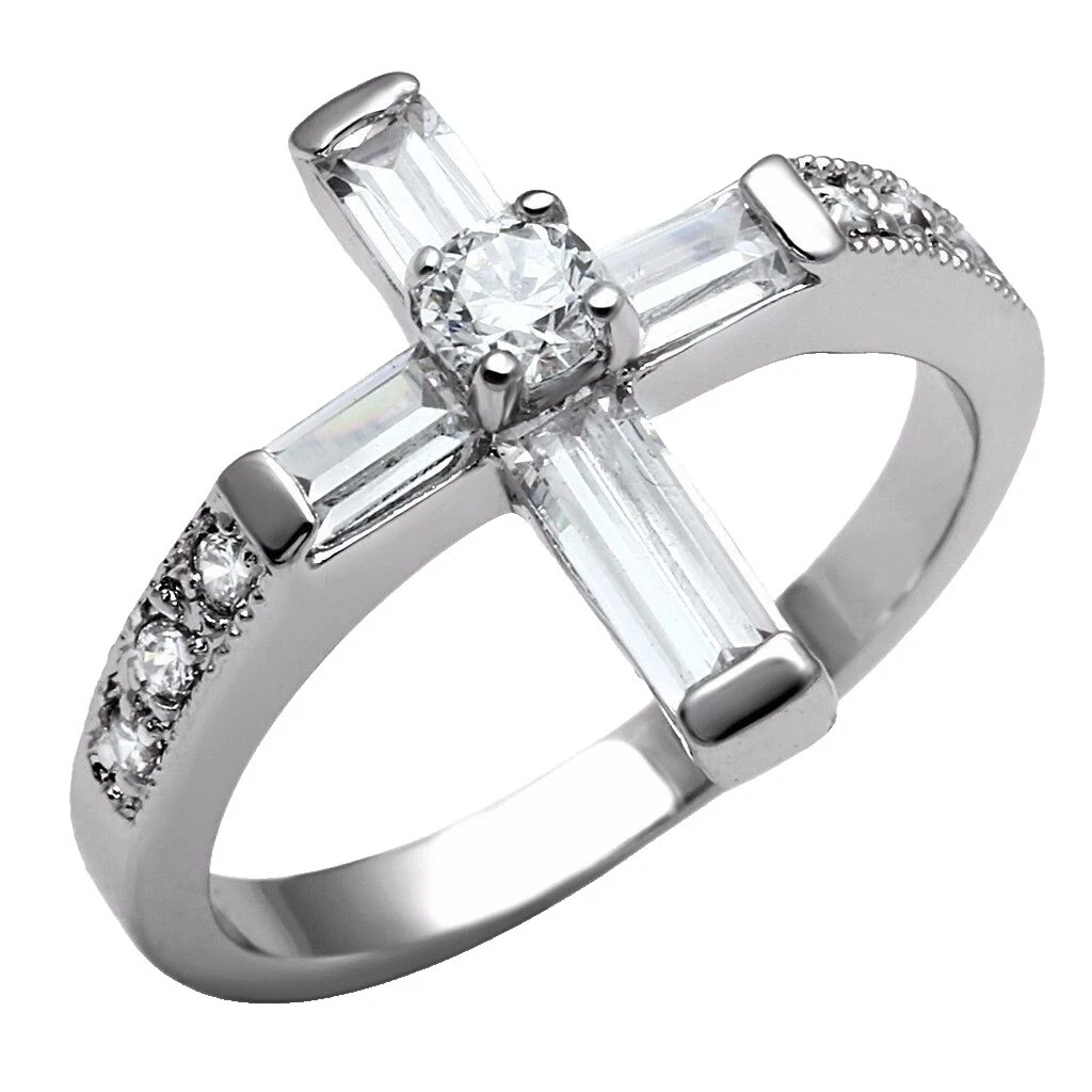 Cubic Zirconia Acero Inoxidable Anillos de Moda Religiosa