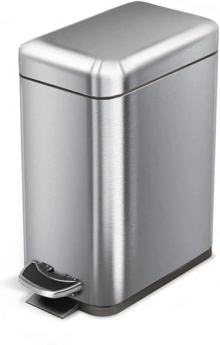 Small Bathroom Trash Can with a Lid and Step Pedal, Stainless