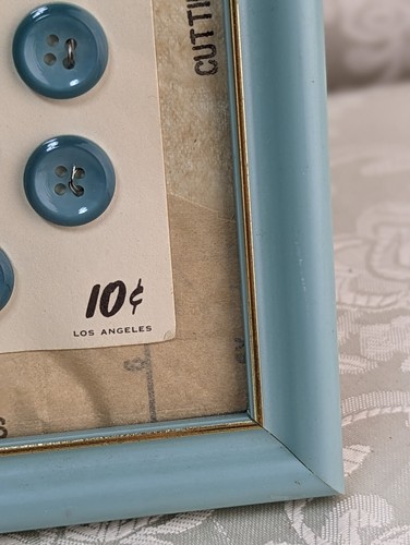 Handmade Decor with Vintage Buttons on Card, Pattern & "Country Colors" Frame - Picture 2 of 8