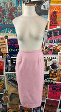Vtg Junior Girls 60s Pink Gingham Plaid High Waist Pencil Skirt 22/23" Waist